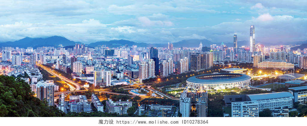深圳市夜景鸟瞰图